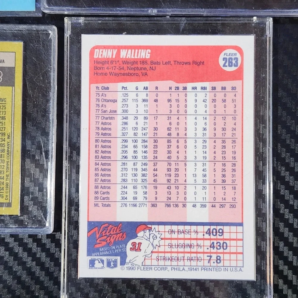 Lot of (4) Denny Walling Cards - '88 Donruss + Topps '90 Topps + Fleer